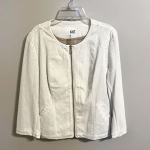 KUT Faux leather lightweight jacket -true white. Worn once. Like new